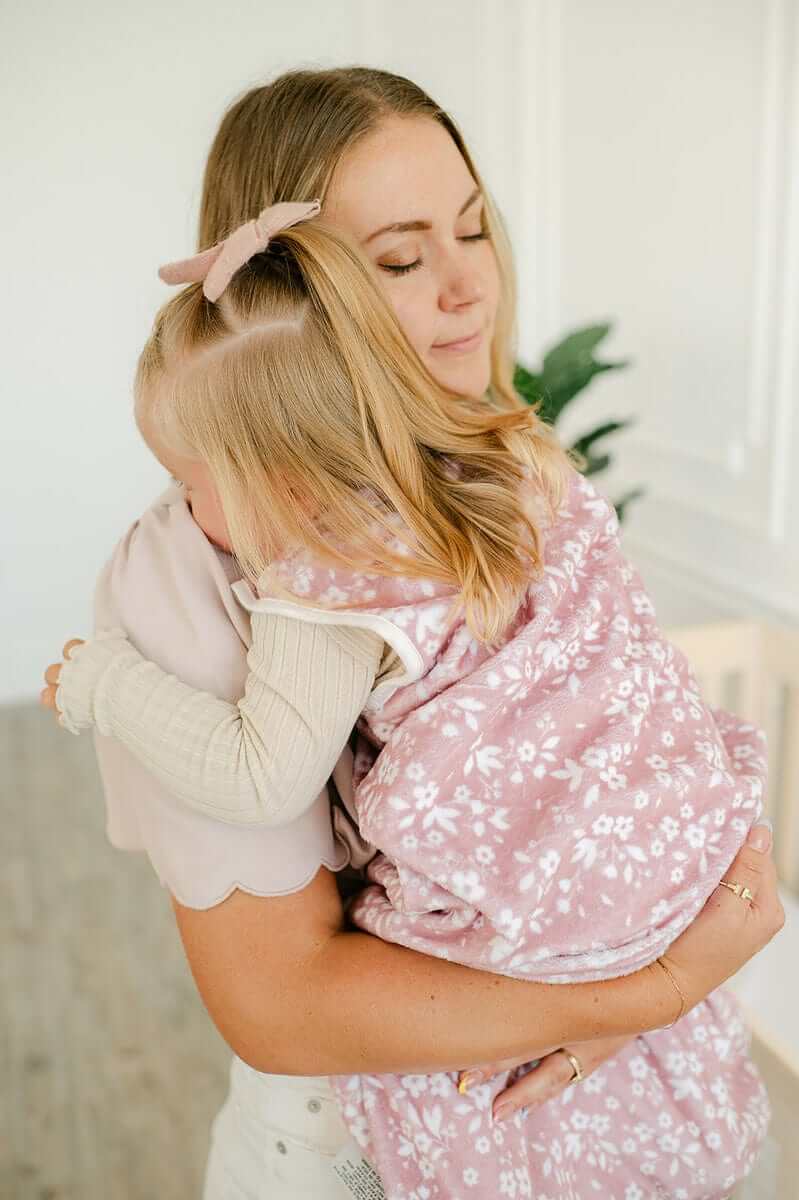 Dainty Floral Pink Wearable Minky Blanket - Image 8