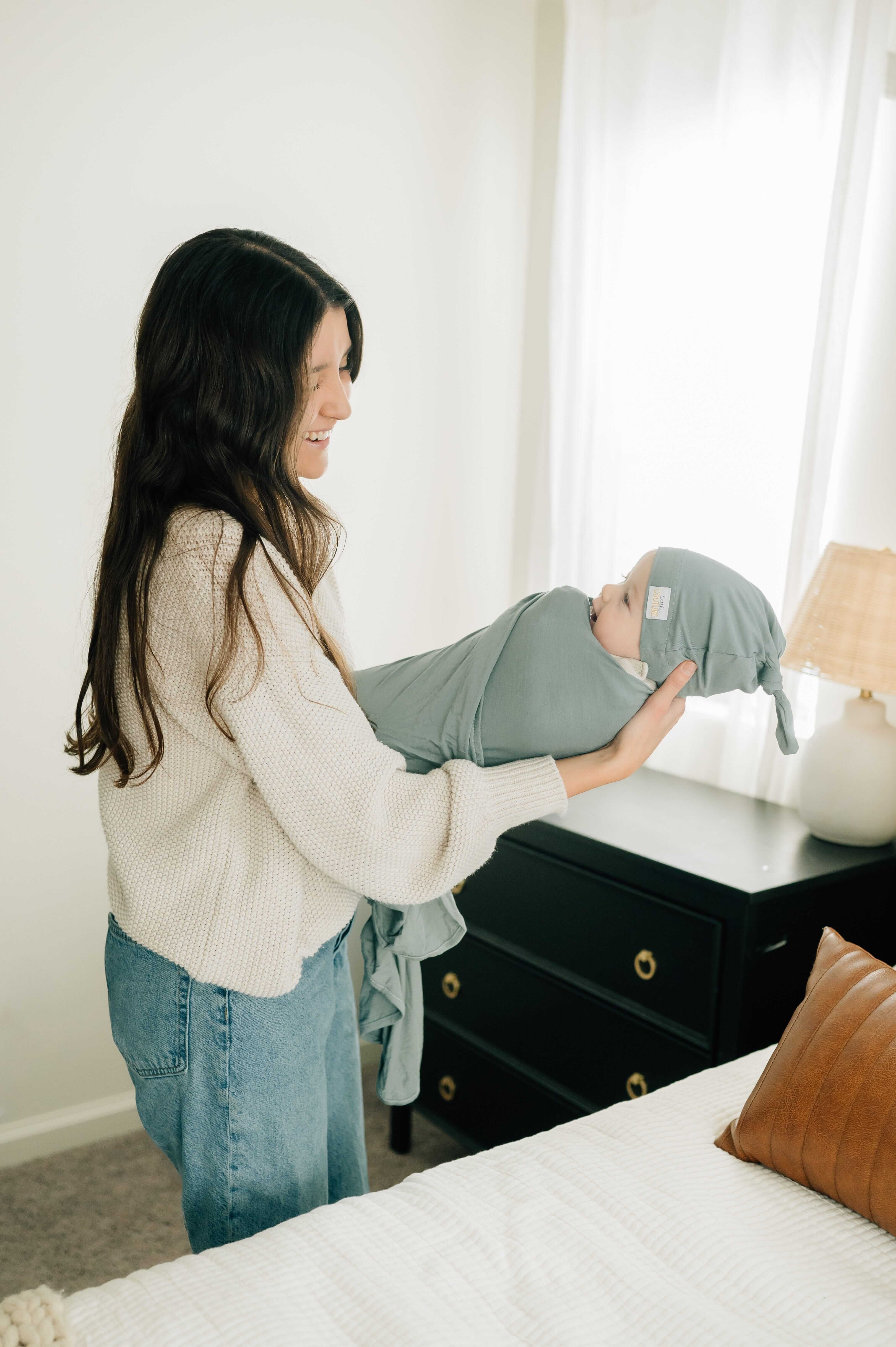 Swaddle and Hat - Mist - Image 6